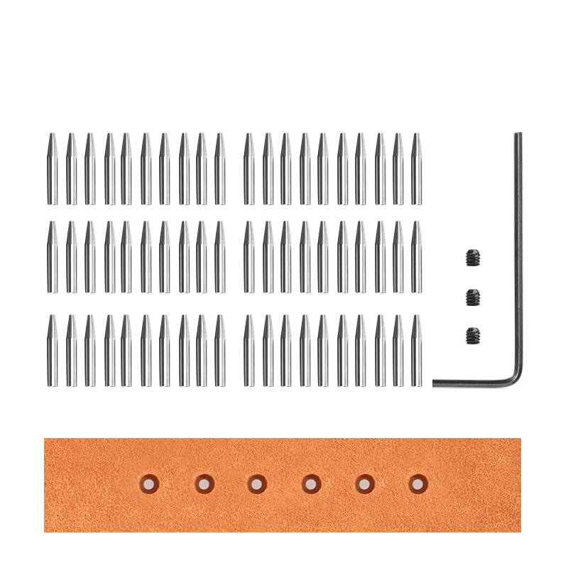 WUTA Leather Stitching Punch, 3nd Removable Round Hole Pricking Irons, Professional Working Hole Punch Tool Set for DIY Leather Craft（60 Pcs Chisel Head） - Image 1